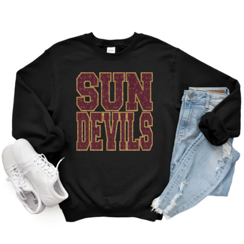 SUN DEVILS VARSITY CREWNECK (Glitter Design)