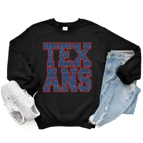 TEXANS VARSITY CREWNECK (Glitter Design)