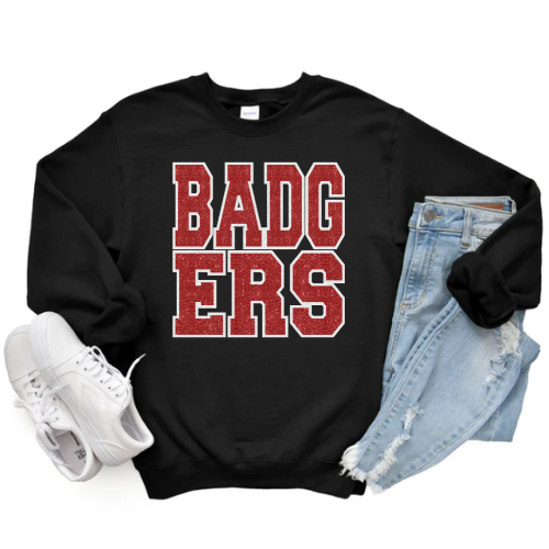 BADGERS VARSITY CREWNECK (Glitter Design)