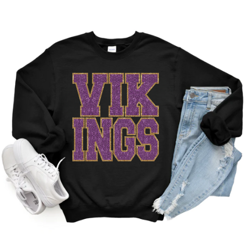 VIKINGS VARSITY CREWNECK (Glitter Design)