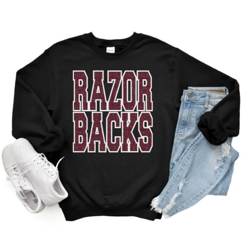 RAZORBACKS VARSITY CREWNECK (Glitter Design)