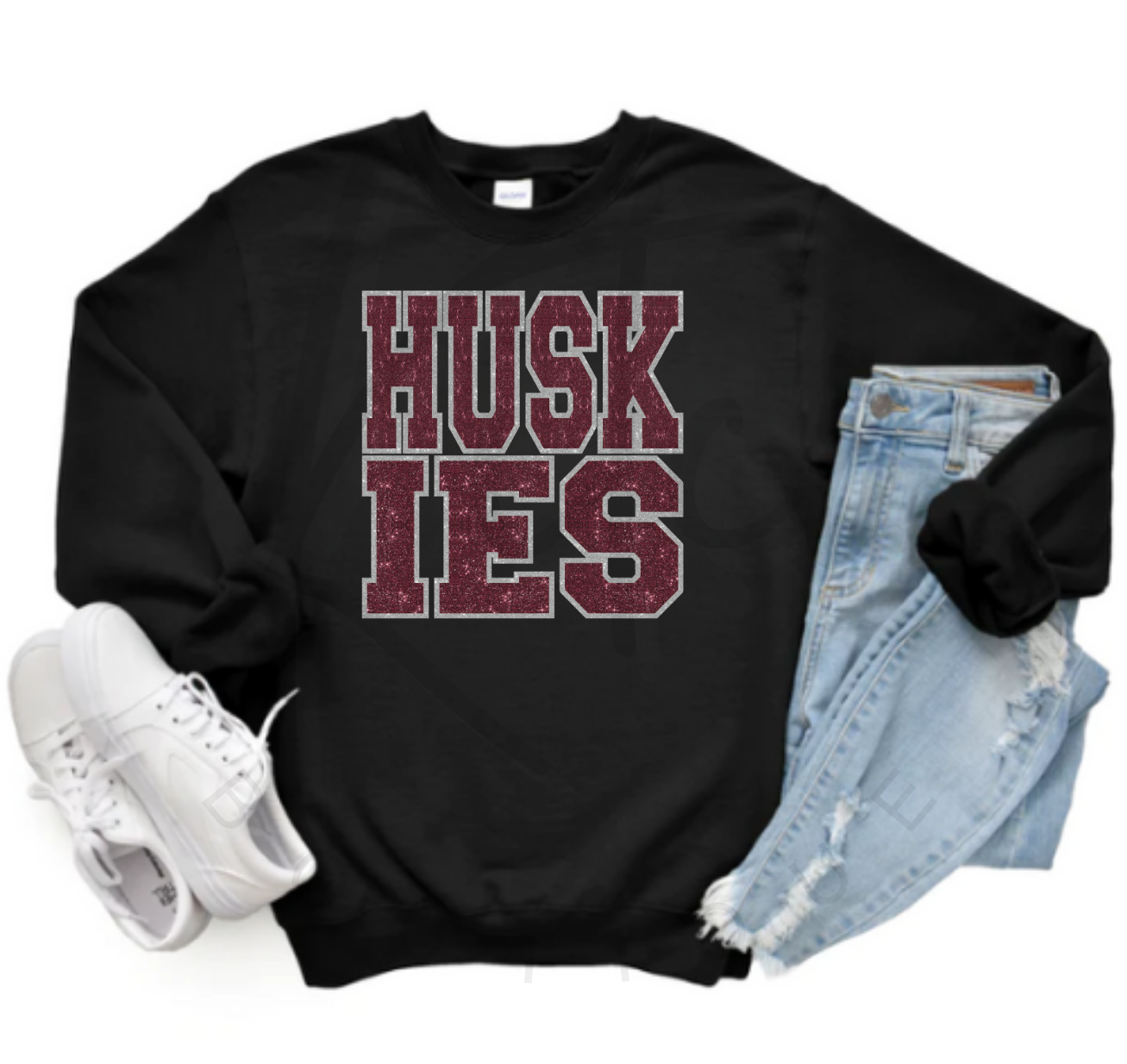 HAMILTON HUSKIES VARSITY CREWNECK (Glitter Design)